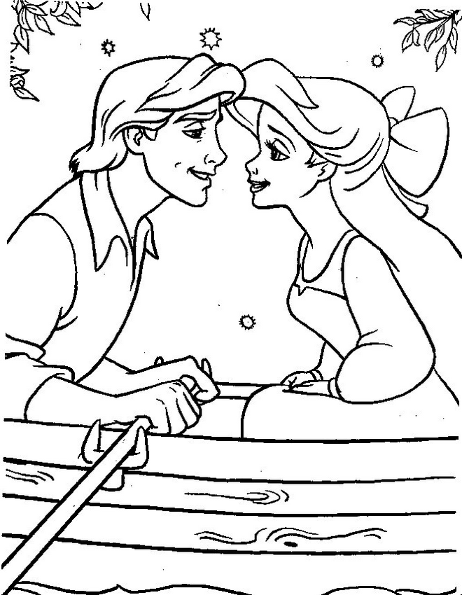 Print Ariel en de prins kleurplaat